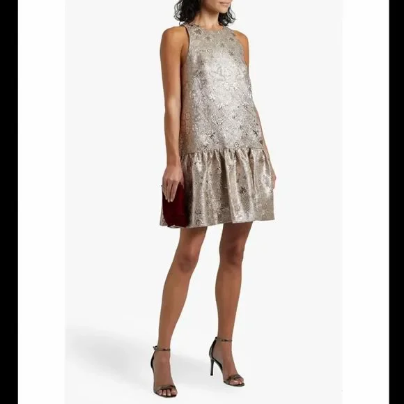 Lela Rose | Dresses | Nwtlela Rosegathered Metallic Cloqu Mini Dress |  Poshmark
